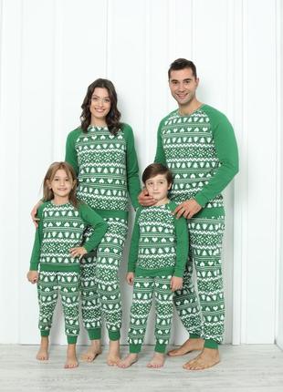 Жіночий комплект із штанами - новорічний орнамент-family lock для всієї родини