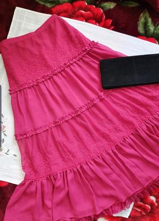 Абалдєнна рожева спідниця з шифону і сітки в пол розовая юбка в пол шифон и сетка