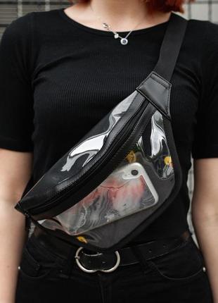 Шикарная женская поясная сумка бананка барсетка south fresh duck прозрачная с уточками4 фото