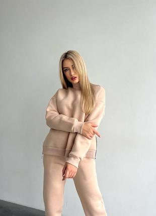 Теплый, удобный повседневный женский костюм на флисе, не качается