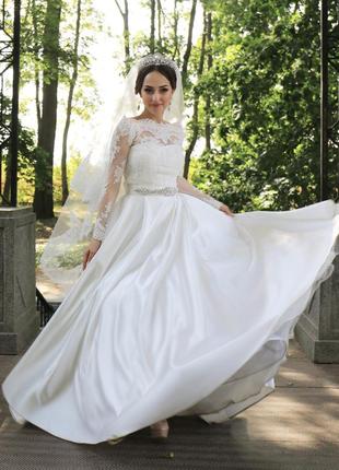 Свадебное платье, атласное свадебное платье2 фото