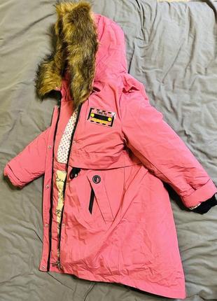 Куртка пальто на девочку зимняя очень теплая парка, 140 см 10 лет5 фото