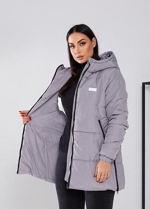 Зимняя женская куртка парка 060 графит серый серого цвета сірий6 фото