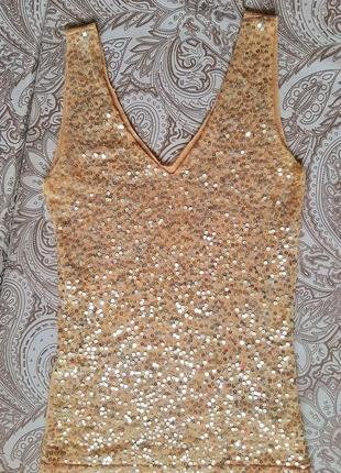 Золот маечка паетки бисер топ блестящ майка c2c cedosce блеск испания летн блуз кофт наряд