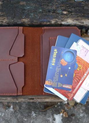 Кожаный комплект: портмоне для документов, кошелек и ключница.9 фото