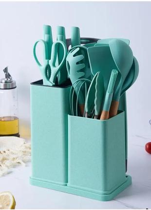 Кухонный набор ножей и аксессуаров kitchenware set 20 предметов бирюзовый