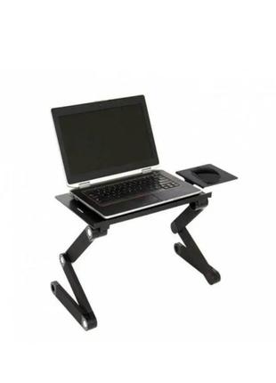 Стіл-підставка трансформер для ноутбука laptop table t8 50см з охолодженням black1 фото