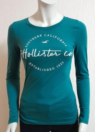 Гарний бірюзовий лонгслів hollister california made in cambodia, блискавичне надсилання