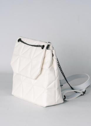 Женский рюкзак белый рюкзак сумка рюкзак трансформер стеганый рюкзак городской рюкзак2 фото