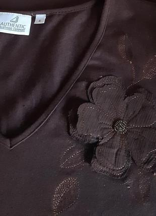 Стильная стрейчевая кофточка/лонгслив коричневого цвета authentic clothing с биркой3 фото