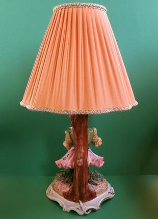 Винтажная фарфоровая лампа capodimonte italy настольная прикроватная детская итальянская4 фото