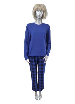 Пижама женская синяя модель 001, размер 44, 100% хлопок