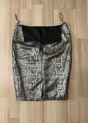 Серебряная юбка змеиный принт3 фото