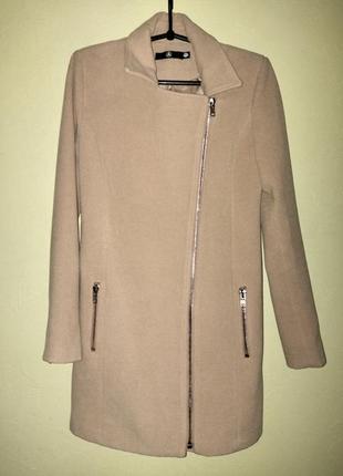 Женское бежевое пальто косуха демисезонное missguided1 фото