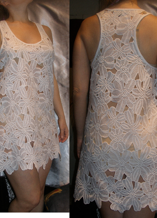 Нарядное новое белое кружевное платье-туника atmosphere1 фото