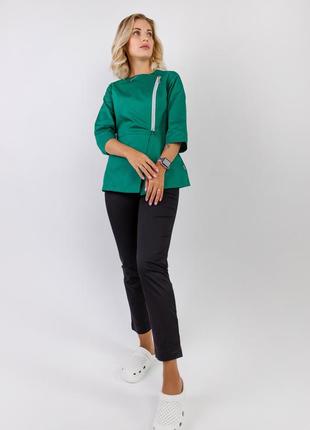 Жіноча медична куртка мехіко, зелений (блискавка)5 фото