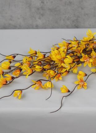 Искусственная ветвь форзиция, цвет желтый, 83 см. цветы премиум-класса, для интерьера, декора, фотозоны