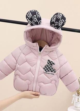 Дитяча демісезонна куртка для дівчинки з вушками, дитяча куртка весна, дитяча весняна куртка