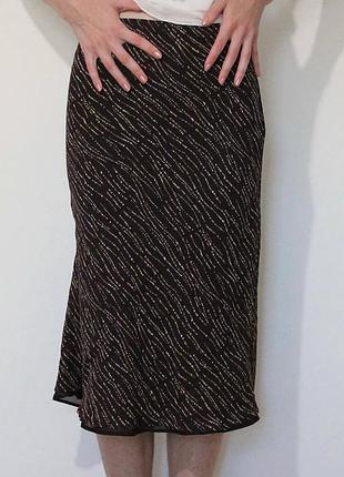 Коричневая юбка миди интересная стильная