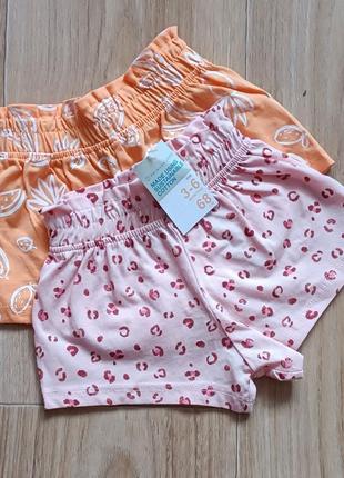 Дитячі шорти (набір) primark на дівчинку крихітку р.68 - 3-6 місяців. 80074