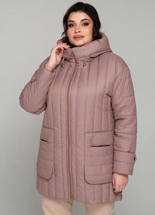 Гарна жіноча утеплена куртка на весну, батальні розміри