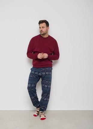 Чоловічий теплий костюм - байка - штани в орнамент
