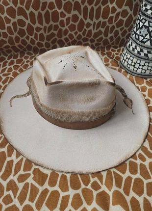 Крафтовая шляпа змея, уникальная в стиле бохо, этно, стильная 100% шерсть6 фото