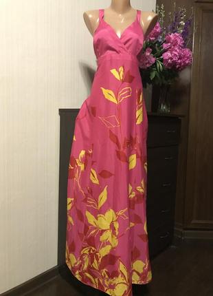 Шикарний рожевий сарафан плаття в підлогу довге квітковий принт під zara2 фото