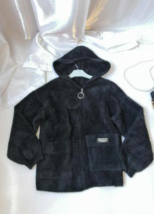 Кофта кардиган накидка куртка-пальто вовна альпака пухнаста травка  кофта кардиган накидка куртка-па1 фото