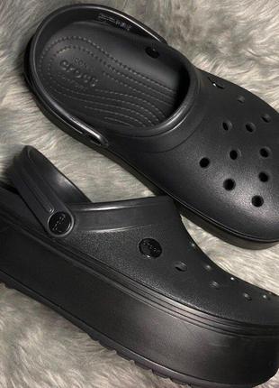 Крокс крокбэнд платформа черные crocs crocband platform clog black8 фото