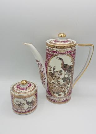 Японский кофейный сервиз imari чайник и сахарница