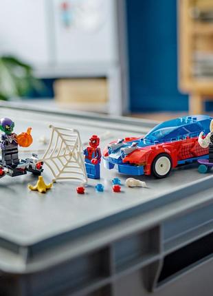 Конструктор lego marvel автомобіль для перегонів людини-павука й зелений гоблін з отрутою венома (76279)4 фото