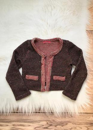 Пиджак твидовый тёплый школьный накидка кофта кардиган джемпер