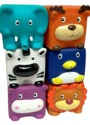 Набір іграшок для ванни звірята-кубики baby team 6 шт (9050)