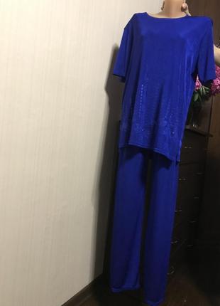 Шикарный синий электрик костюм брючный2 фото