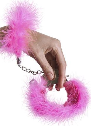 Наручники металлические adrien lastic handcuffs pink с розовой пушистой обработкой