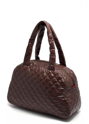Стеганая сумочка с жестким дном коричневого цвета2 фото