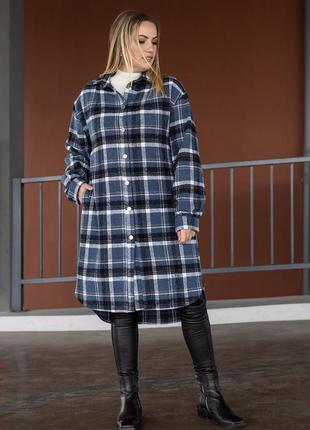 Рубашка удлиненная muar карла 56 синий клетка 0289