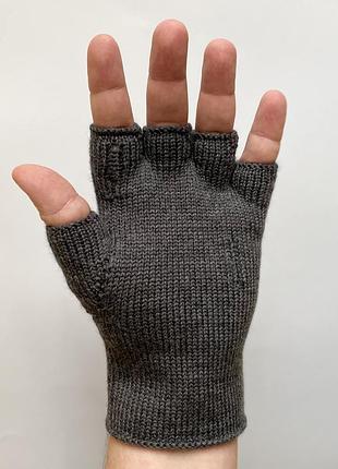 Мужские "рваные" митенки перчатки без пальцев натурального состава
