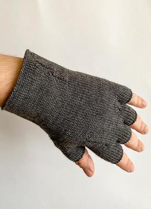 Мужские "рваные" митенки перчатки без пальцев натурального состава