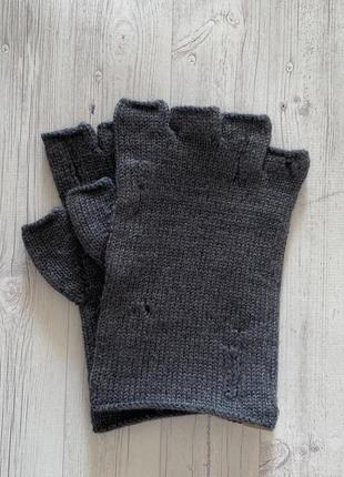 Мужские "рваные" митенки перчатки без пальцев натурального состава