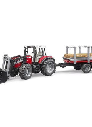 Автомодель bruder трактор massey ferguson з причіпом (02046)