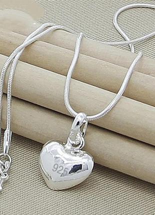 Подвеска сердце серебро 925 покрытие кулон сердечко цепочка
