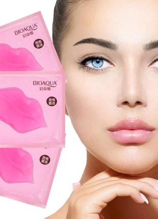 Гідрогелеві патчі для губ bioaqua з колагеном та гіалуроновою кислотою collagen nourish lips membrane, для зволоження і живлення