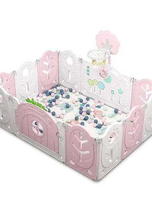 Манеж babyplaypen "магічний ліс" вбудоване баскетбольне кільце 123*165*62 см рожевий