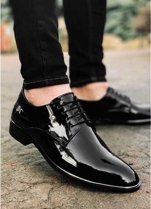 Изящные мужские лакированные туфли бренда tamboga, бур-во турция.