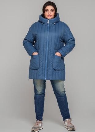 Стильная женская утепленная куртка на весну, батальные размеры8 фото