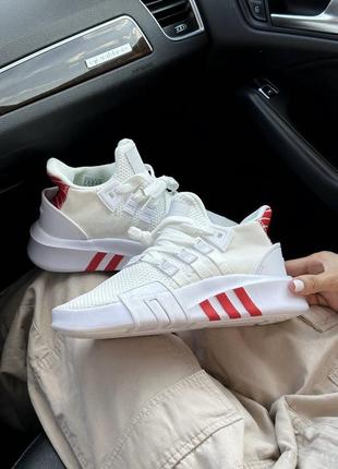 Стильні жіночі кросівки adidas equipment eqt bask adv white red білі з червоним унісекс 36-44 р