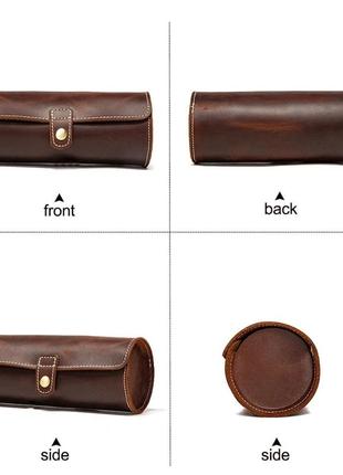 Футляр, кейс для часов на 3 отделения из натуральной кожи. crazy horse