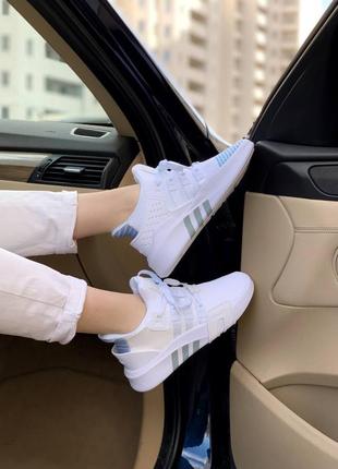 Красивейшие женские кроссовки adidas equipment eqt adv 91-18 white blue белые с голубым2 фото